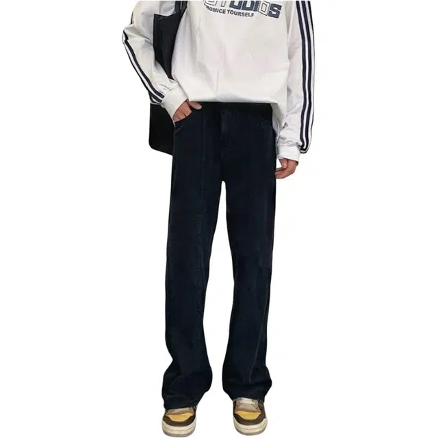 宝米卡 美式复古高街宽松直筒牛仔裤 男女同款