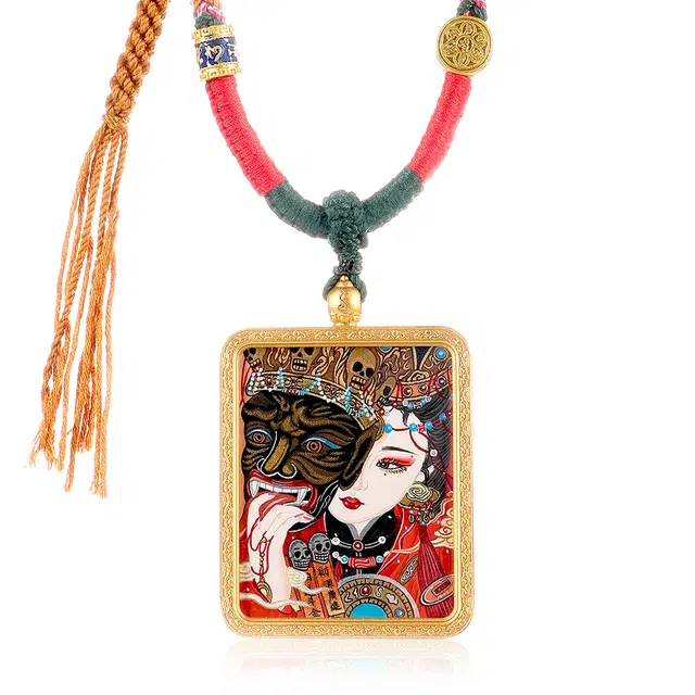 喃呢 精工手绘藏式热贡唐卡巳巳如意暴富来财扎基娘娘转运 新中式国风国潮旺福平安吉祥好#好运 铜合金 项链 男女同款情侣款