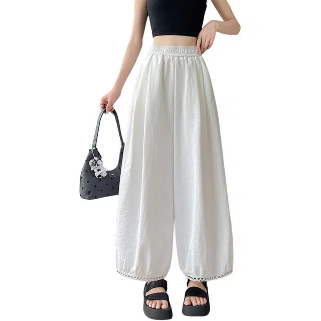 缪斯的诱惑 蕾丝花边灯笼裤高腰宽松九分裤休闲裤 女款