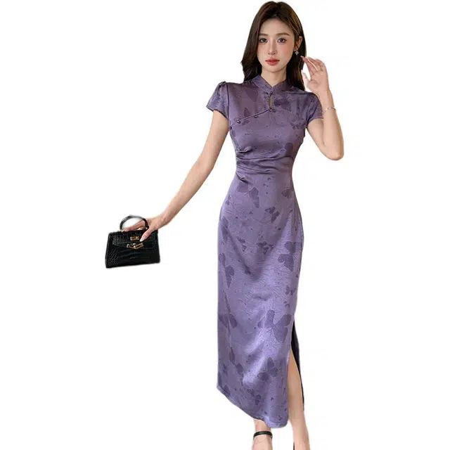 黛尔佳人 舒适时尚简约潮流短袖连衣裙 女款