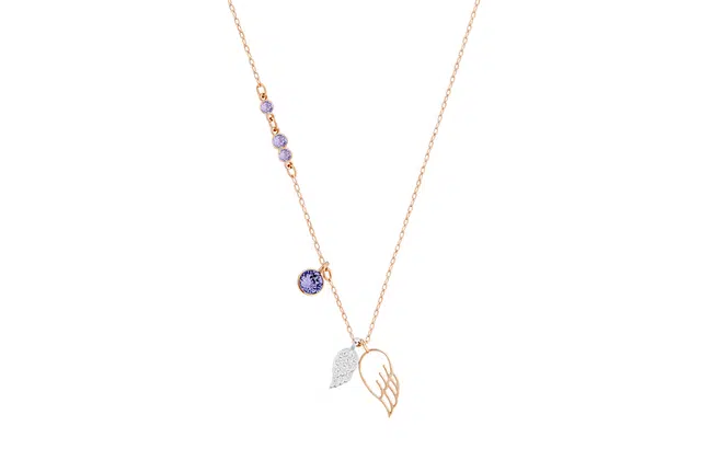 Swarovski Symbolic Purple Angel Wings Rose Gold Necklace