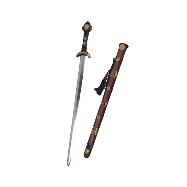 天字号 彻影剑 酸枝木鞘金属装饰手柄百炼花纹钢剑身宝剑 未开刃 成品模型