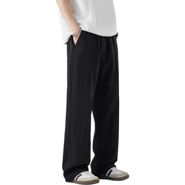 独驰 夏季直筒宽松垂感弹力潮流百搭高端薄款长裤休闲裤 男女同款