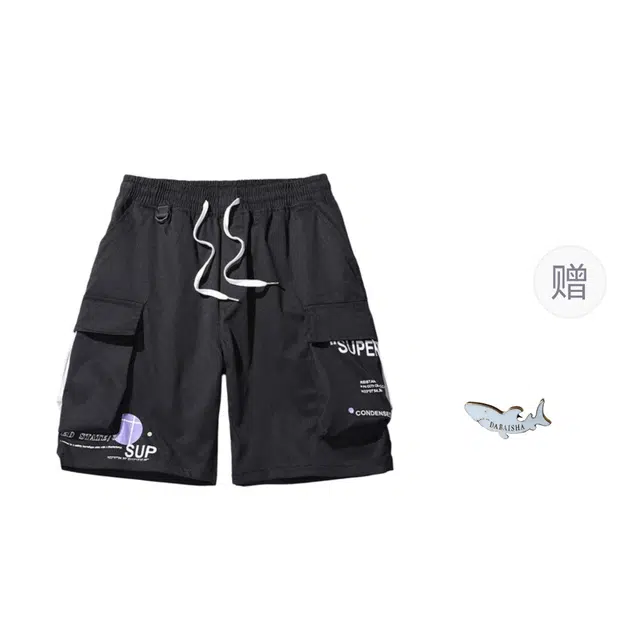 大白鲨 爆款太空人五分裤潮工装短裤 男款