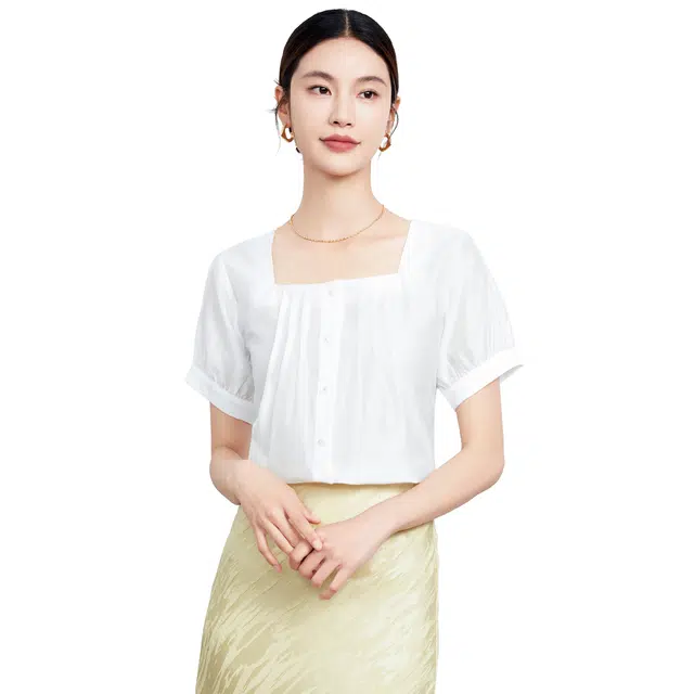 富铤 法式透气气质都市休闲通勤短袖衬衫 女款