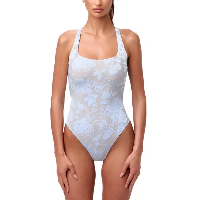 NAKED WARDROBE Print Racerback Bodysuit Burnout