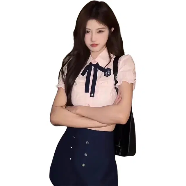 水中花 夏季学院风制服盐系御姐轻熟奶系穿搭两件裙装套装 女款