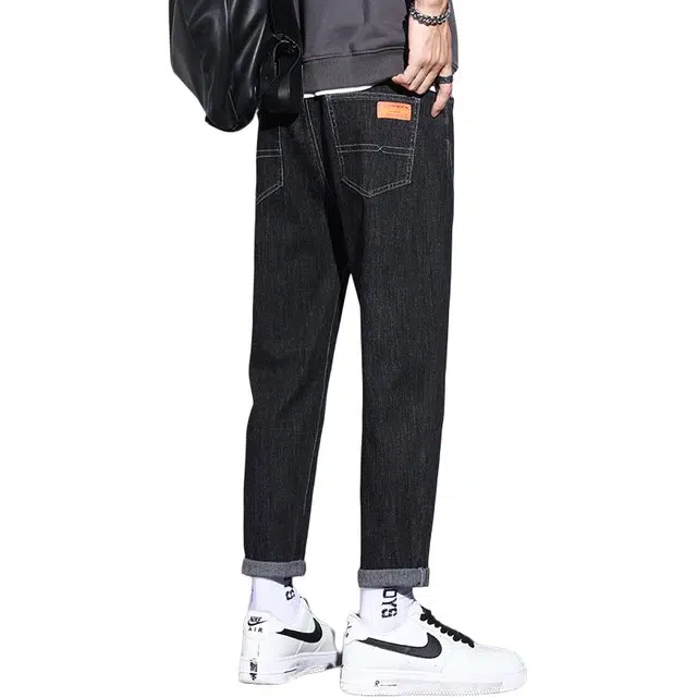 顶峰保罗 美式复古纯色直筒情侣款休闲长裤时尚潮流百搭高街锥形显高显瘦宽松牛仔裤 男女同款