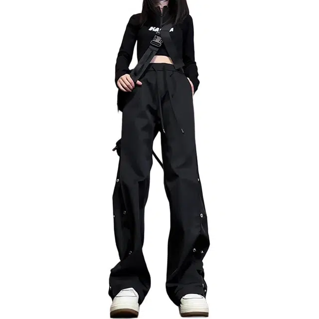 单爵 薄款美式高街百搭潮流微喇工装休闲裤 男女同款