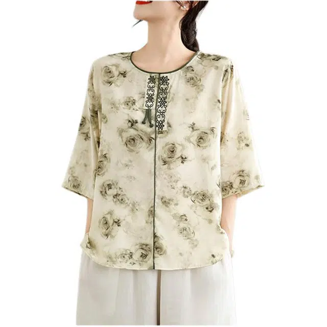 丝絮丝绸 气质优雅时尚舒适百搭短袖衬衫 女款