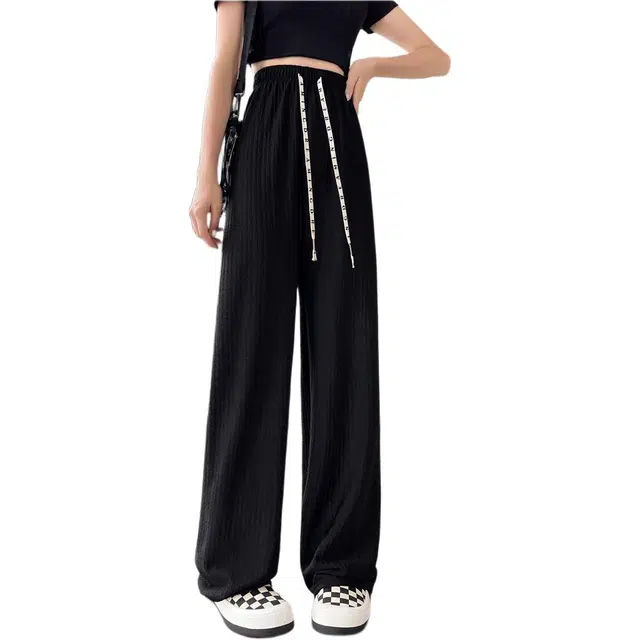 木清清 薄款高腰垂感直筒运动拖地长裤子休闲裤 女款