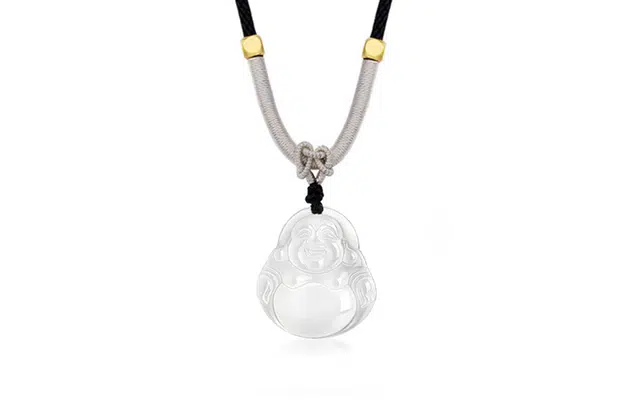 月斐 转运珠弥勒佛观音菩萨 本命年平安白大肚弥勒佛黑绳 复古国潮转运笑佛 玉髓 项链 男女同款情侣款