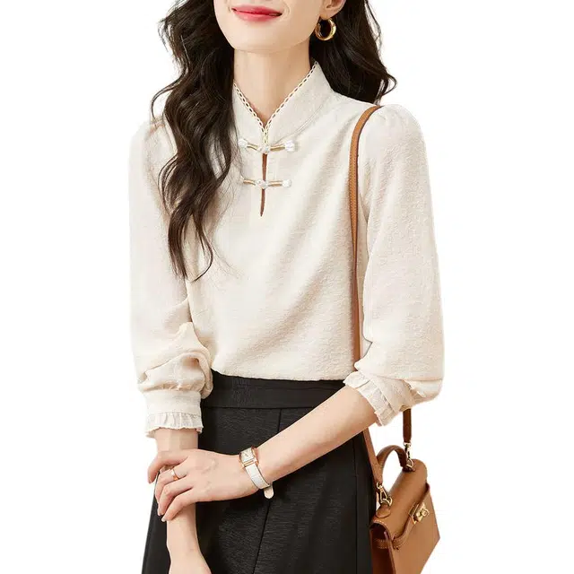 曲韩 时尚百搭休闲简约长袖衬衫 女款 白色