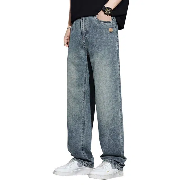 宝米卡 四季百搭款薄款弯刀牛仔裤 男女同款