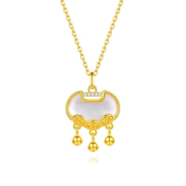 【S925银】 七好美银 钱币平安锁吉祥新中式国风优雅轻奢小众设计招财转运极简百搭高贵气质时尚专属#好运 首饰贝母 项链 男女同款情侣款