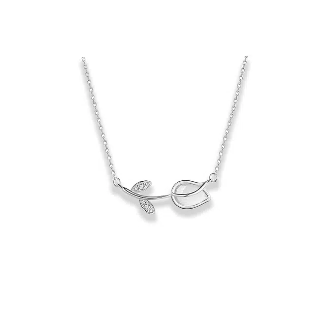 大唐国鼎 郁金香时尚简约轻奢小众设计森系高级感优雅甜美精致气质可爱温柔浪漫百搭 好运 合金 项链 女款