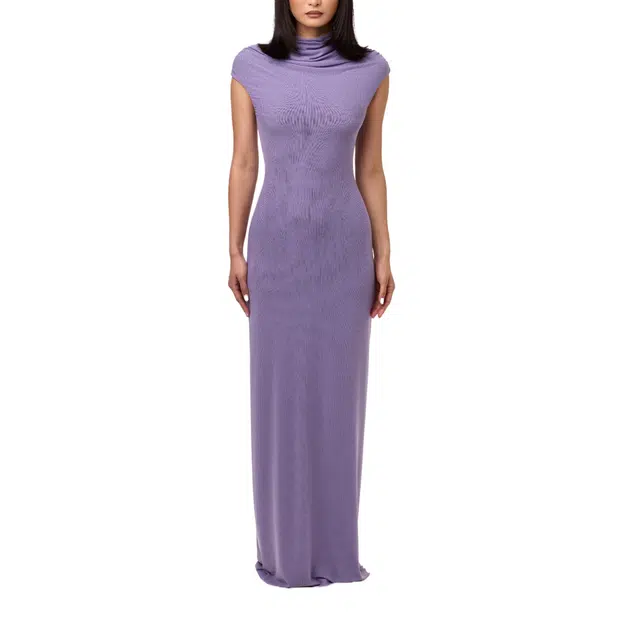 NAKED WARDROBE Drape Cap Sleeve Maxi Dress Mesh