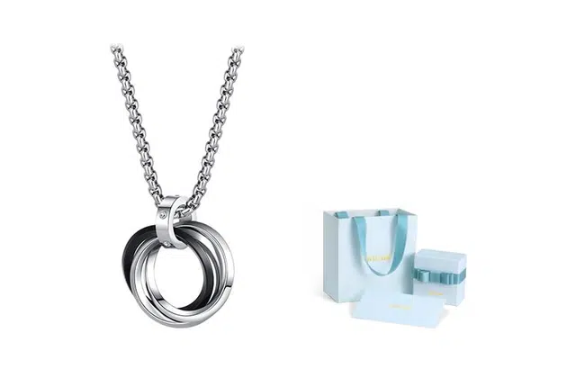 银千惠 嘻哈学生简约时尚质感小众设计街头百搭可叠戴卫衣链毛衣链 钛钢 项链 男款 礼盒装