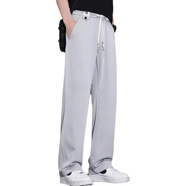 协协乐 美式凉感透气美式宽松直筒冰丝潮牌阔腿长裤牛仔裤 男款