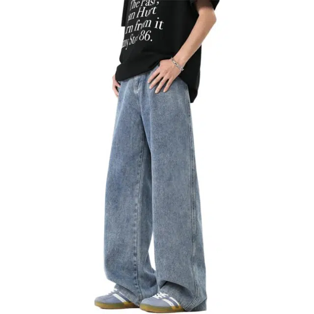 童先森 水洗拖地裤直筒舒适牛仔裤 男女同款