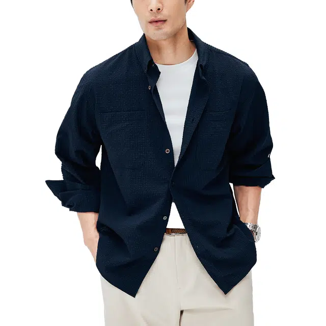 丹宁哲学 春季轻盈零压力 日本提花泡泡纱面料衬衫 男款