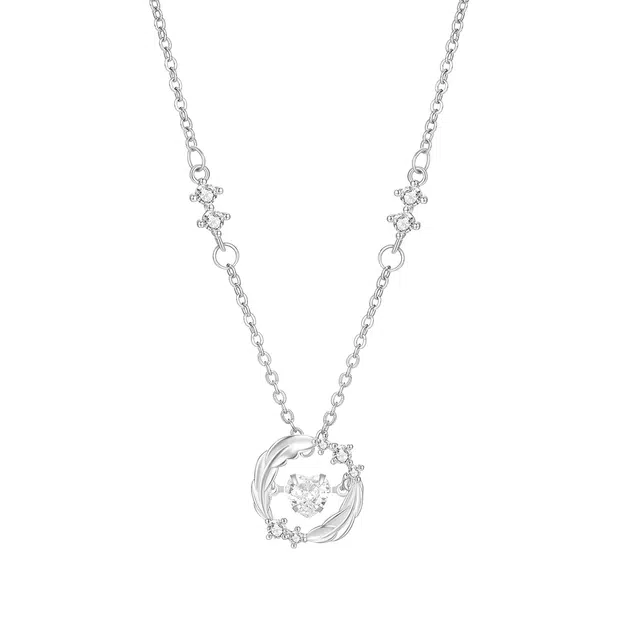 珂里 简约轻奢浅羽锁骨链小众设计高级感甜美百搭灵动爱心颈链 合金 项链 女款