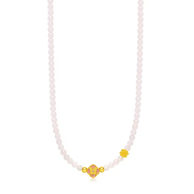 潮宏基 花韵 国风 水晶 玉石项链 女款