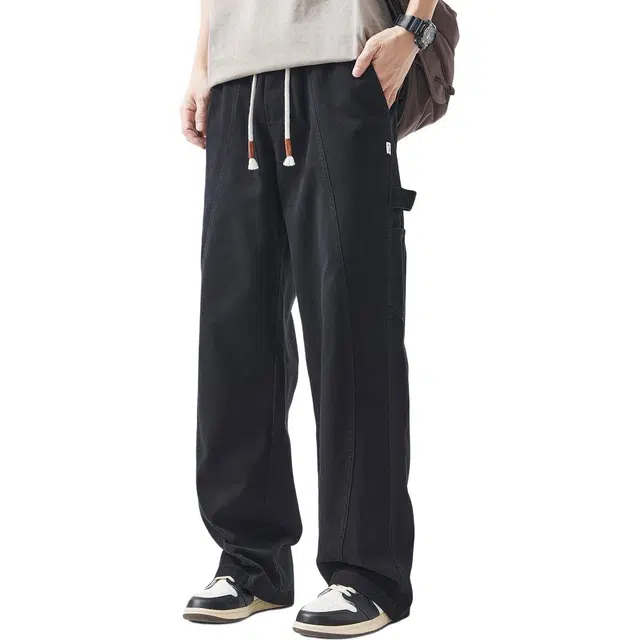 童先森 美式复古潮流拼接男士阔腿工装裤 男款