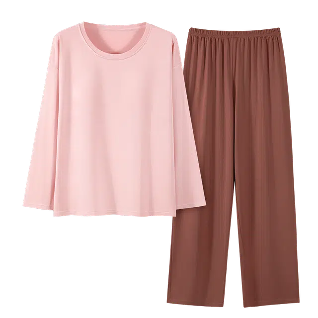 顶瓜瓜 舒适简约透气女款带胸垫可外穿家居服睡衣套装 男女同款