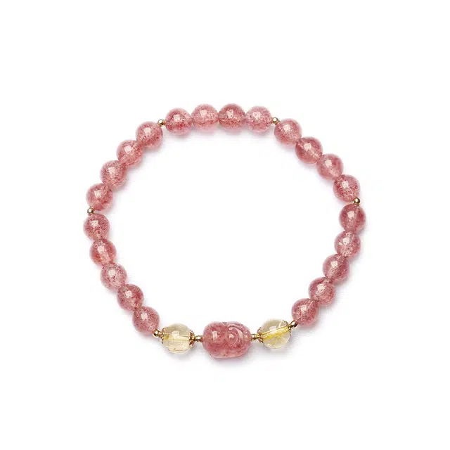 宣华意 高级感精致时尚百搭貔貅招财转运礼#好运 草莓晶 手串 女款