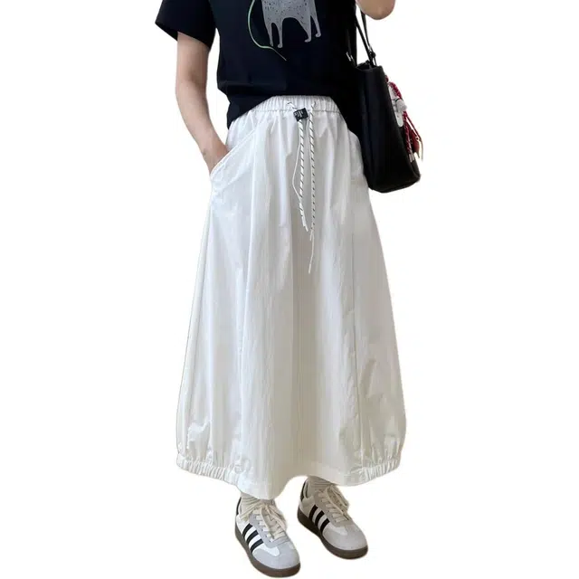 水中花 法式时尚宽松速干复古花苞百搭舒适运动休闲长裙 女款