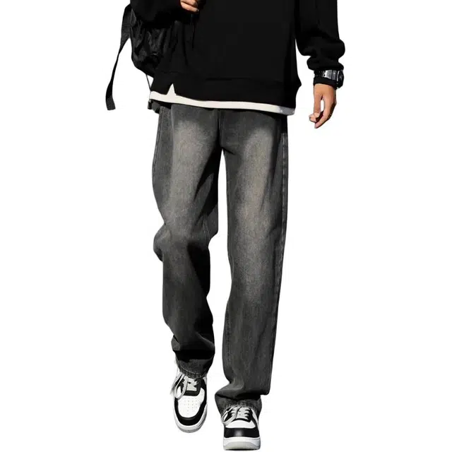 童先森 薄款复古美式高街水洗痞帅休闲宽松牛仔裤 男款