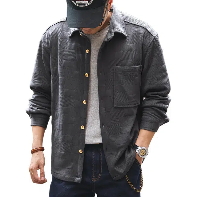 格蓝鹿 松弛感潮牌休闲设计感复古痞帅渐变长袖衬衫 男女同款