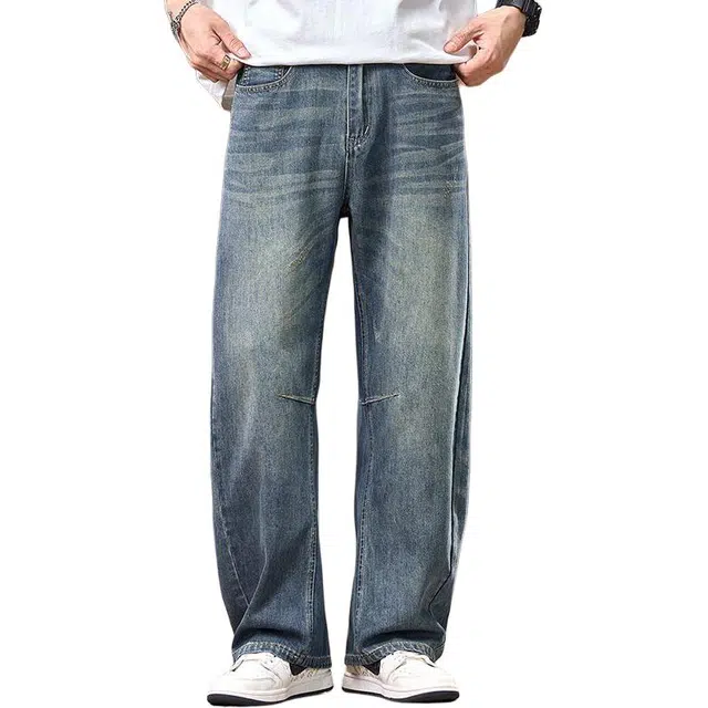 宝米卡 美式水洗宽松直筒潮牌裤子牛仔裤 男女同款