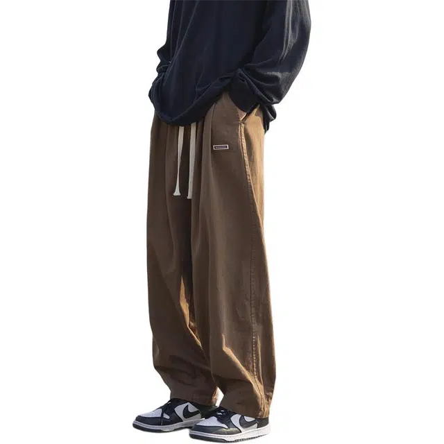 顶峰保罗 日系潮牌阔腿裤拖地工装宽松休闲裤 男女同款