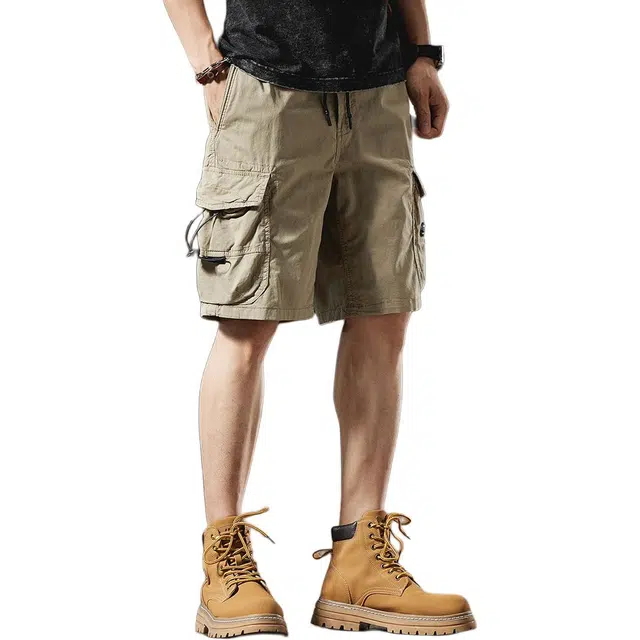 顶峰保罗 无性别主义工装美式高街复古外穿中裤潮牌运动宽松直筒五分裤潮流高级感休闲短裤 男女同款