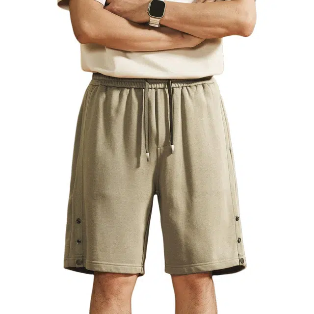 格蓝鹿 户外出行游玩小香风穿搭运动百搭耐磨五分中裤美式高街风针织排扣休闲短裤 男女同款