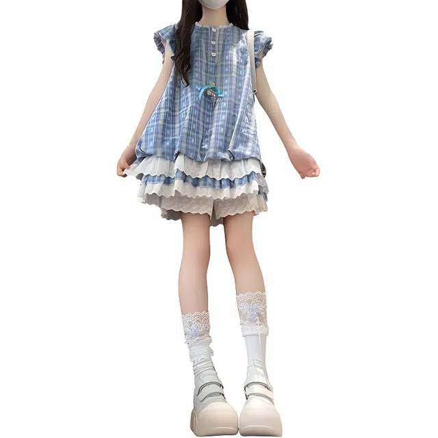 小卷要加油 融合多风格的甜美少女裙装短袖连衣裙 女款