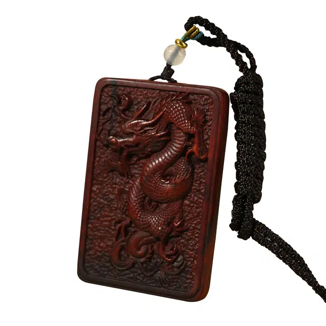 翠雅金楼 新中式复古国潮小众高级感 龙腾四海无事牌平安牌#好运 紫檀属 项链 男女同款情侣款