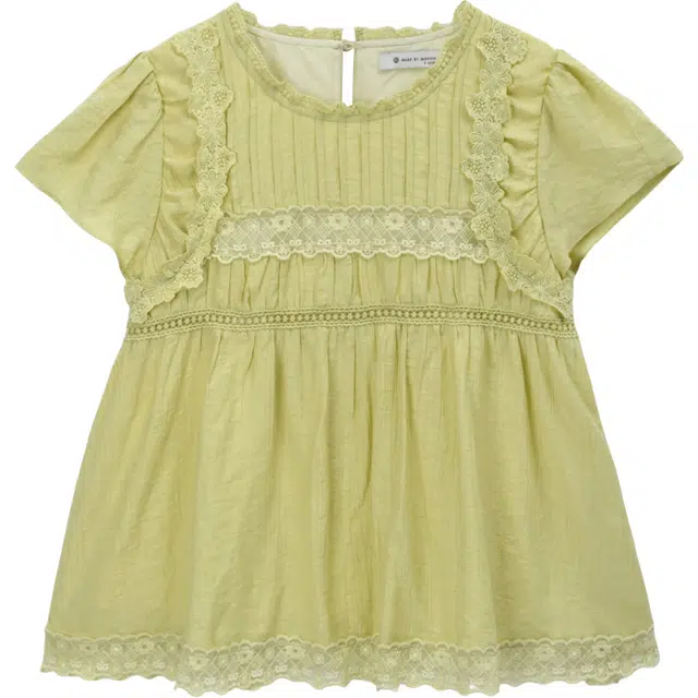 谜秀 绿色法式夏季纯色常规短袖衬衫 女款