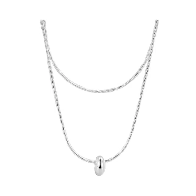 TEEX Double Layer Snake Chain Pendant Necklace