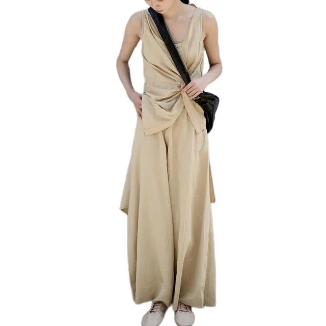 张三的歌 简约舒适无袖上衣设计宽松长裤休闲套装 女款