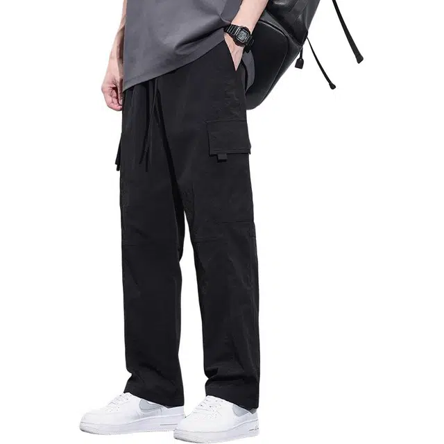 协协乐 高街风美式潮牌夏季薄款凉感透气宽松阔腿直筒通勤显高显瘦运动百搭工装裤 男款