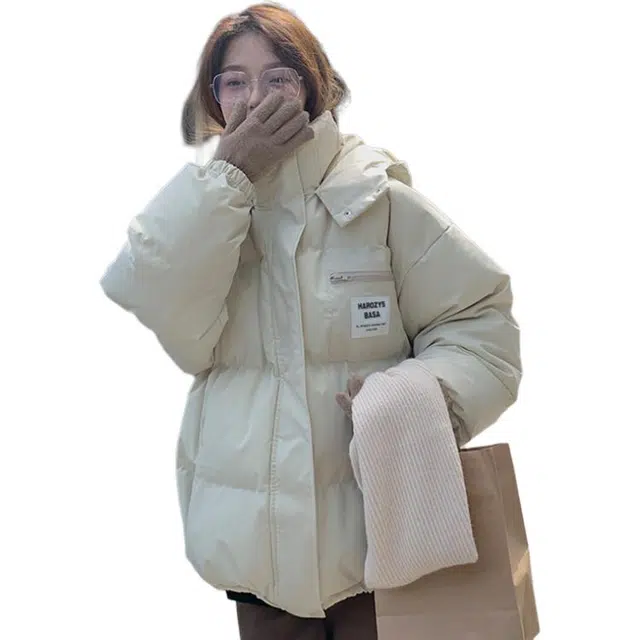 水中花 加厚面包宽松休闲百搭时尚通勤长袖棉服 女款