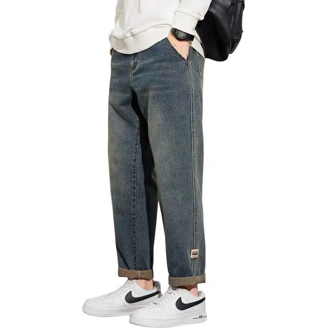协协乐 美式宽松直筒复古水洗百搭牛仔裤 男款