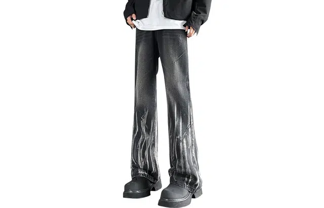 寻星记 美式高街复古风火焰纹水洗做旧多款式长裤牛仔裤 男女同款