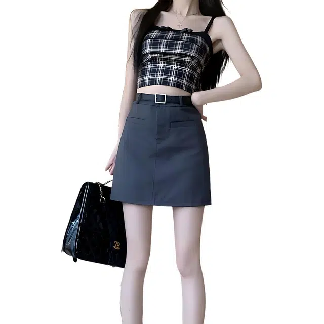 费尔岛上的猫 复古高腰气质休闲短裙 女款