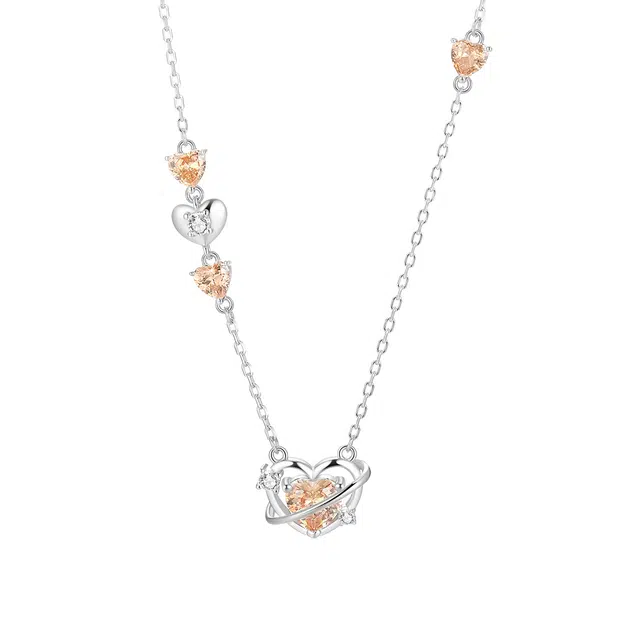 【可定制刻字】 珂里 甜美多巴胺恋爱心跳轻奢高级感小众设计爱心吊坠锁骨链 合金 项链 女款