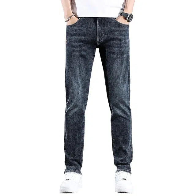 宝米卡 薄款修身直筒小脚牛仔裤 男女同款