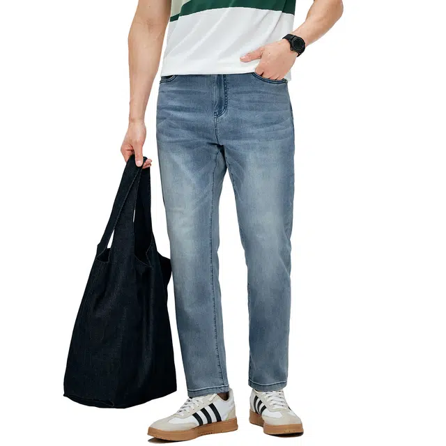 丹宁哲学 薄款无拘束弹中腰长裤牛仔裤 男款